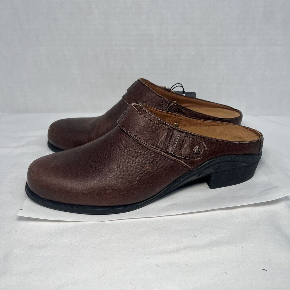 Ariat Sport Mules Brown Leather Slip On Shoes Heels Comfort Women 9.5 - Picture 5 of 9